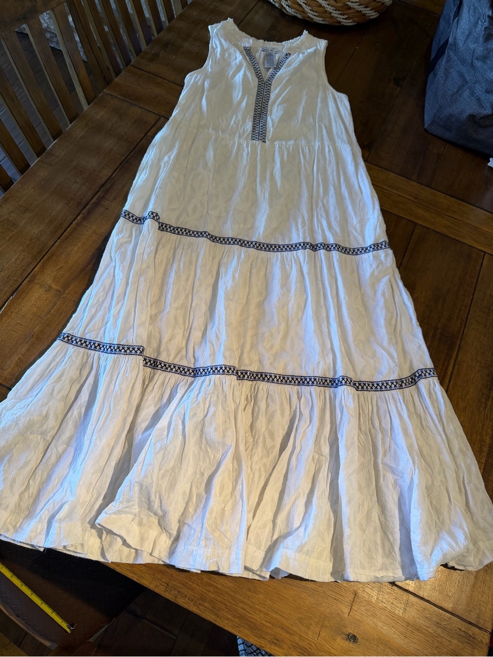 Tommy Bahama White Maxi Dress with Navy Trim